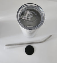 Sublimation White Stainless Steel Water Bottle With Clear Slide Top Anti Stick Bottom & Straw 20OZ 600ML