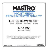 MASTRO 17"x100' Inkjet Paper Luster 255 gsm