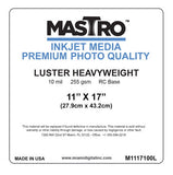 MASTRO 11x17" Photographic Cut Sheet Paper Lustre 100 per box 255 gsm