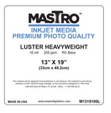 MASTRO 13x19" Photographic Cut Sheet Paper Lustre 100 per box 255 gsm