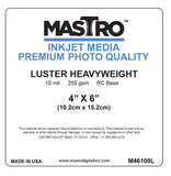 MASTRO 4x6 Photographic Cut Sheet Paper Lustre 100 per box 255 gsm