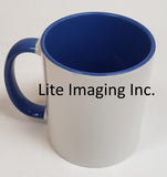 Sublimation Ceramic Mugs 11oz Grade AAA 36/Box Inner & Handle Light Blue