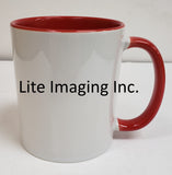 Sublimation Ceramic Mugs 11oz Grade AAA 36/Box Inner & Handle Red