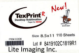 TexPrint R Sublimation Transfer Paper for Ricoh & Virtuoso Sublimation Printing - 110 sheets 8.5" x 11" 120GSM