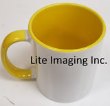 Sublimation Ceramic Mugs 11oz Grade AAA 36/Box Inner & Handle Yellow